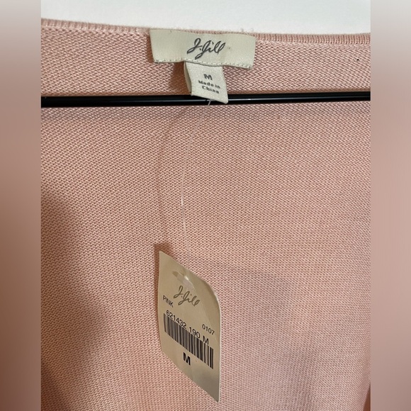 NWT J Jill Cardigan Sweater Blush Pink 80% Silk 20% Cotton Blend Tie Front Med - Picture 2 of 11